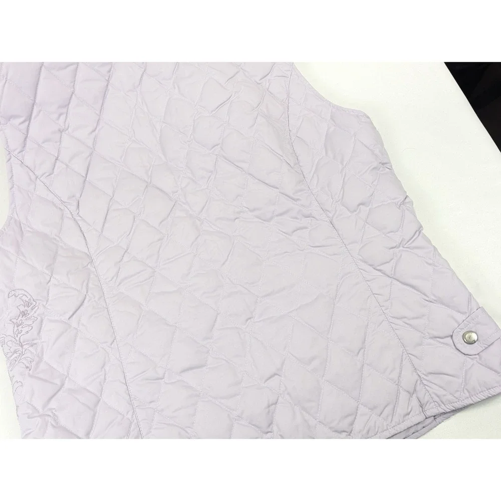 Eddie Bauer Vest Womens Medium Purple Premium Goose Down Quilted Puffer Full Zip - Picture 10 of 12